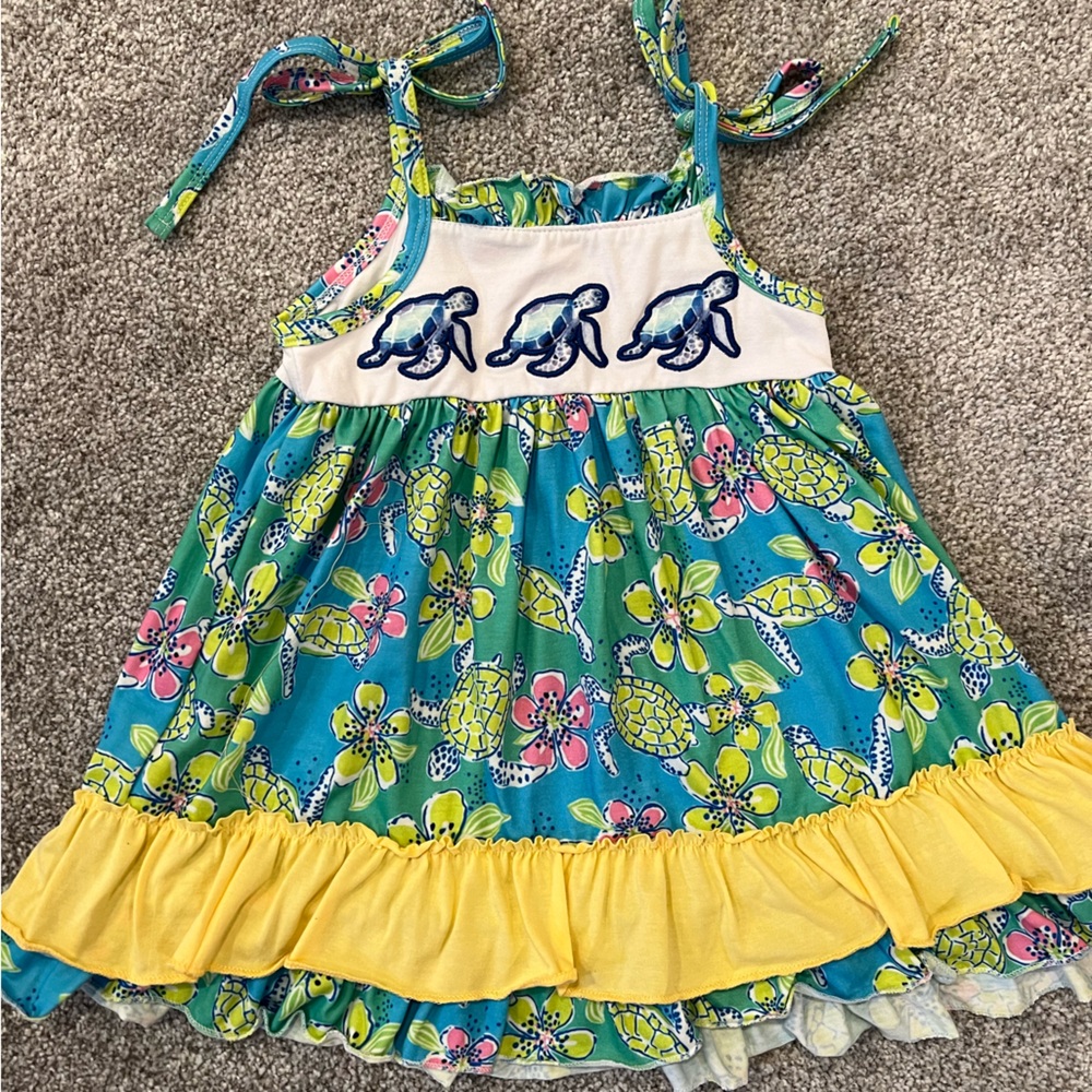 COPY - Size 2t Beautiful Summer Time Dress with Sea Turtles